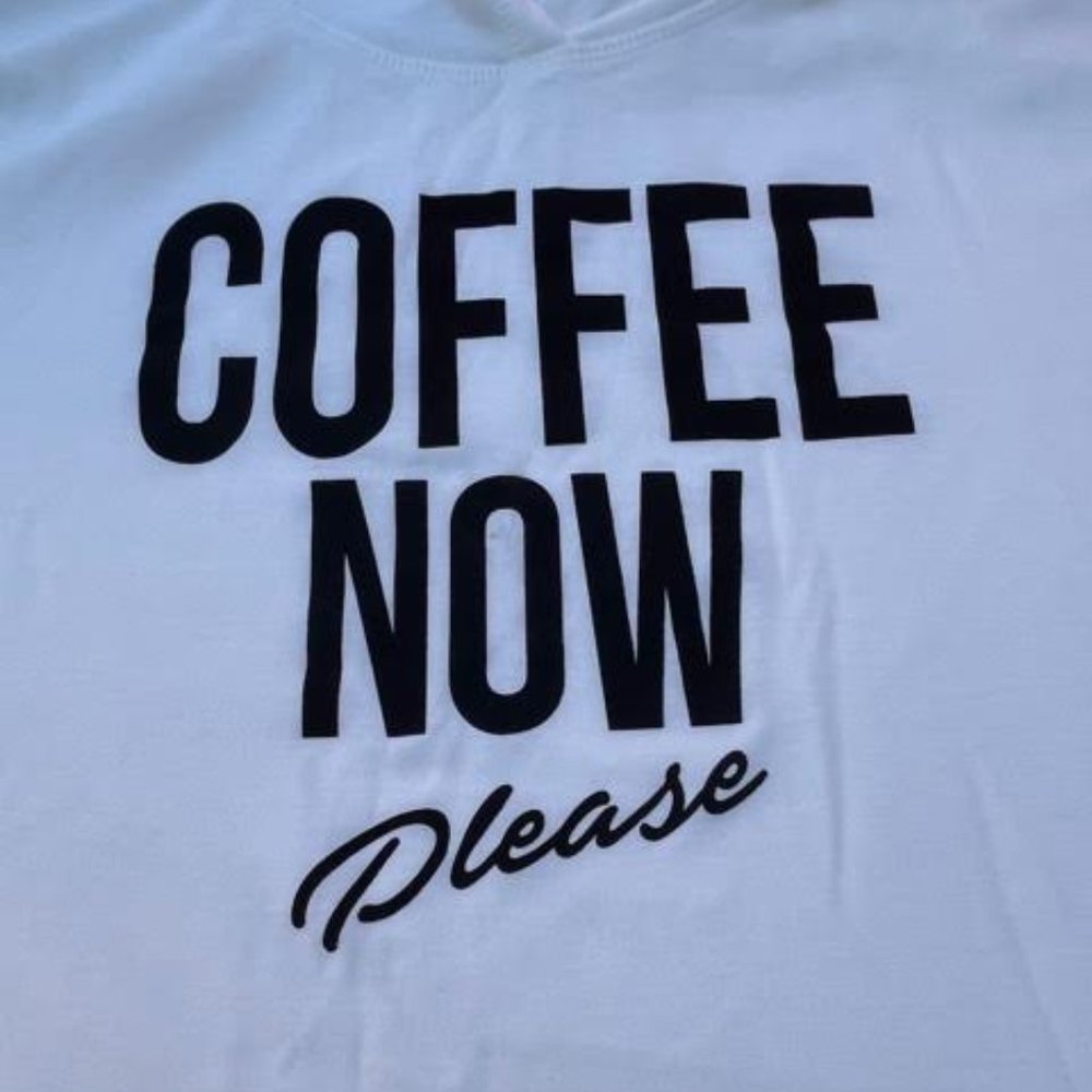 "Coffee Now Please" pullover sweater